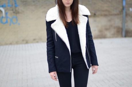 black oversized shearling topshop acne lookalike coat