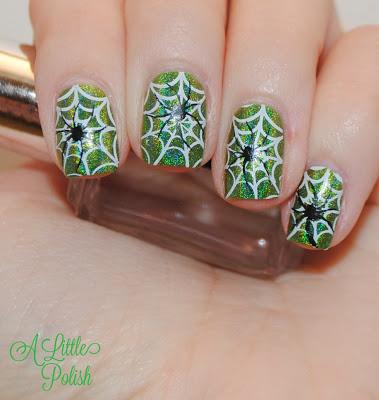 Falling For Nail Art Challenge: Creepy Crawlers & AIS - Stamping over a Holographic Base