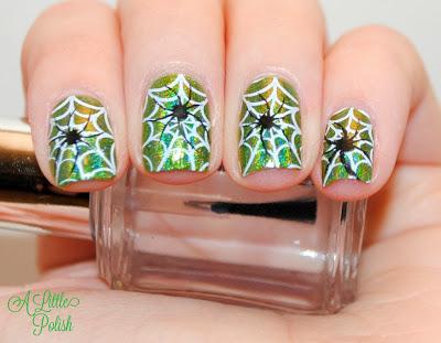 Falling For Nail Art Challenge: Creepy Crawlers & AIS - Stamping over a Holographic Base