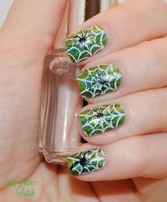 Falling For Nail Art Challenge: Creepy Crawlers & AIS - Stamping over a Holographic Base