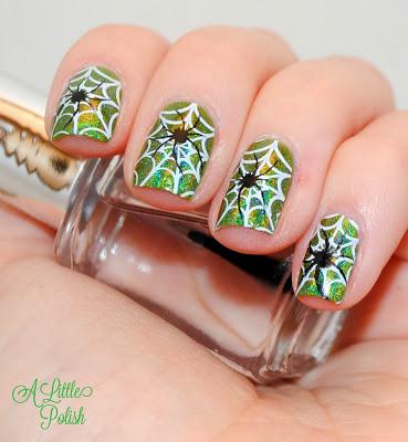 Falling For Nail Art Challenge: Creepy Crawlers & AIS - Stamping over a Holographic Base