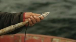 The captain preparing his harpoon for hunting. Credit: Jim Wickens/Ecostorm/ITV News