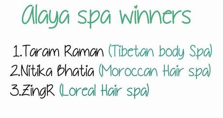Alaya Spa Winners Announced