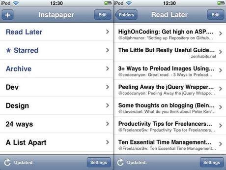 instapaper iphone app