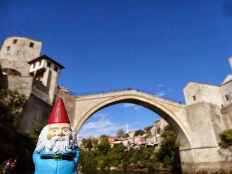 Felix the Roaming Gnome at Mostar, Bosnia & Herzegovina