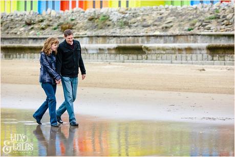 Sacrborough engagement photography north bay rainbow colorued beach huts