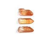 Tangerine Quartz 3 Raw Crystal Points 26mm - 27mm x 10mm - 11mm Natural Rough Stones for Wire Wrapping in Orange Rust Pumpkin (Lot No.4738) - instantkarmashop