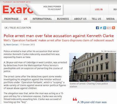 Exaro - at no point do they mention Ben Fellows - so it might not be about 'his' arrest for false accusation of indecent assault