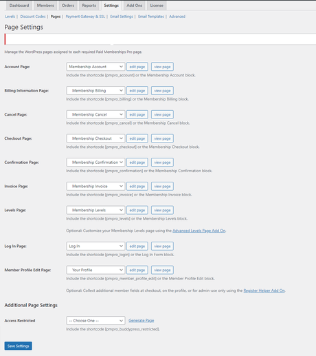 Configure Page Settings