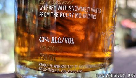 Breckenridge Bourbon Whiskey, A Blend Bottom Label