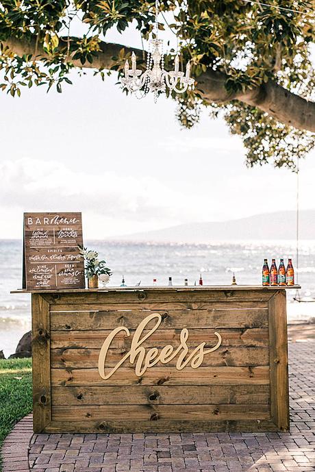 popular wedding signs bar near the sea wooden with golden inscription