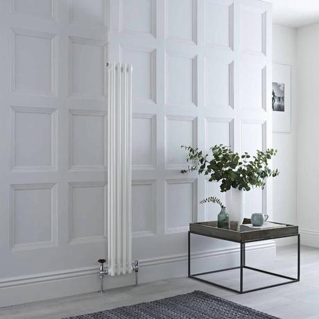 Milano Windsor Vertical Double Column White Traditional Cast Iron Radiator 1500mm x 200mm