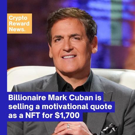 The NFT is a picture of him with the quote “No one ever modified the world by doin…