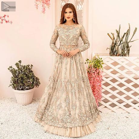 Best Nikah Wear – Ivory Lehenga Pishwas – Dupatta