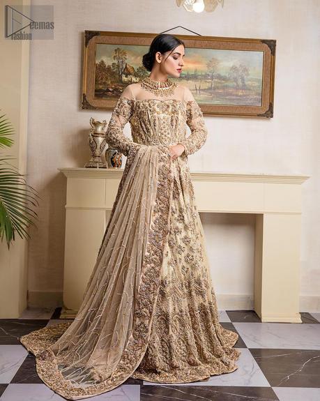 Ivory Back Train Maxi & Dupatta – Nikah & Engagement