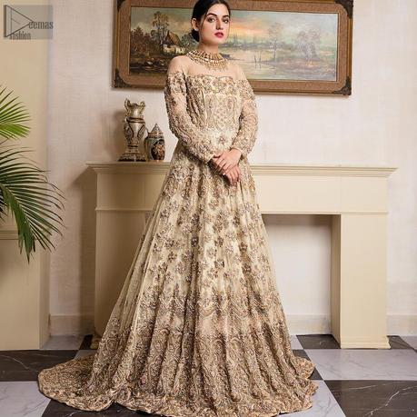 Ivory Back Train Maxi & Dupatta – Nikah & Engagement