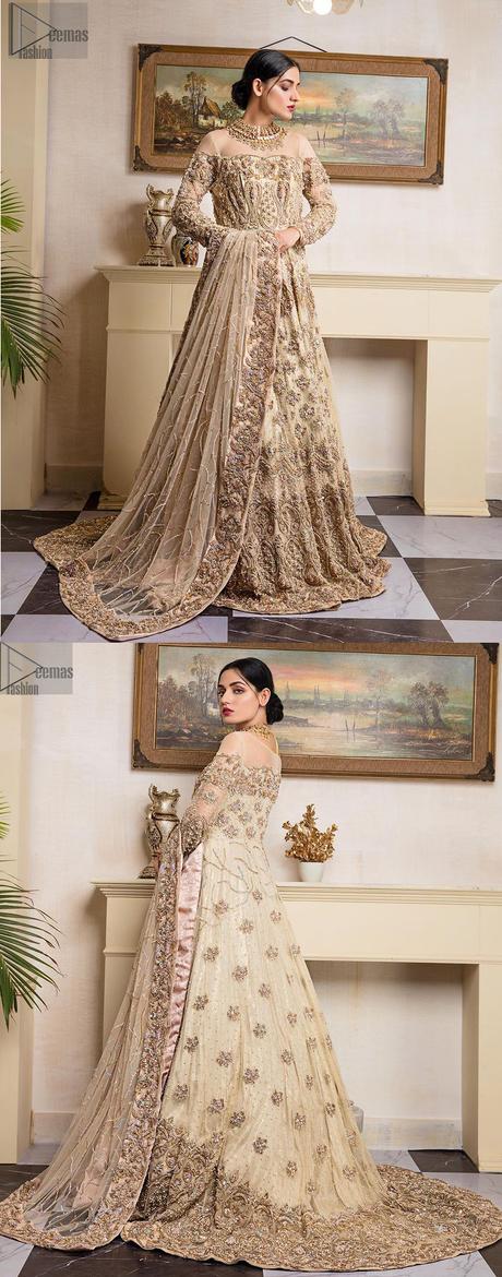 Ivory Back Train Maxi & Dupatta – Nikah & Engagement