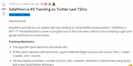 redditor utradea on safemoon