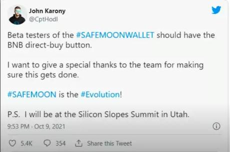 safemoon CEO Karony tweet