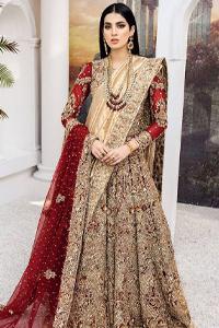 Bridal Wear – Red Peplum n Lehenga – Rust Net Dupatta