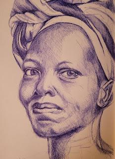 Drawing an African Girl in a Turban step by step