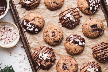 These Gluten-Free Vegan Peppermint Chocolate Chip Cookies will make your cookie dreams come true! They make perfect Christmas cookies and taste so scrumptious, especially with the extra chocolate drizzle.