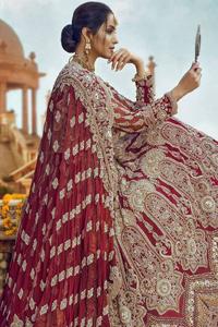 Grey Lehenga Peplum – Ivory Ruffled Dupatta for Nikah