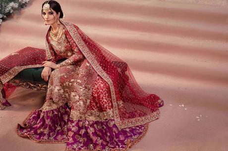 Red Long Shirt – Two Tone Farshi Gharara – Reception