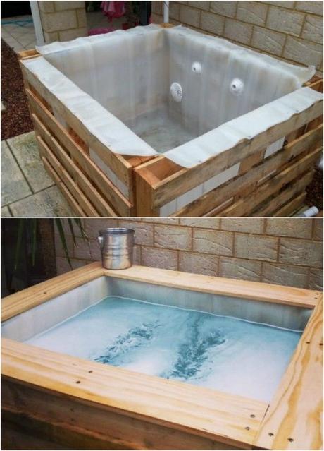 Read on to understand five notable differences in this fence material showdown—wood vs. DIY Upcycled Pallet Hot Tub Pictures, Photos, and Images