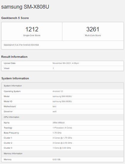 Samsung Galaxy Tab S8 Plus spotted on Geekbench, key specifications revealed