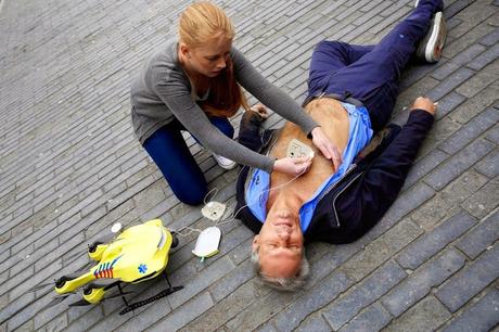 In the case of a cardiac arrest, the Ambulance Drone is a prototype high-speed drone that delivers Automated Defibrillators (AEDs).