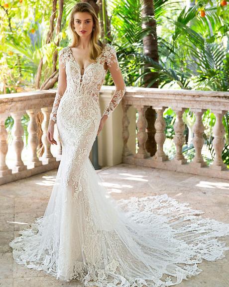 enzoani wedding dresses with sleeves lace sexy train
