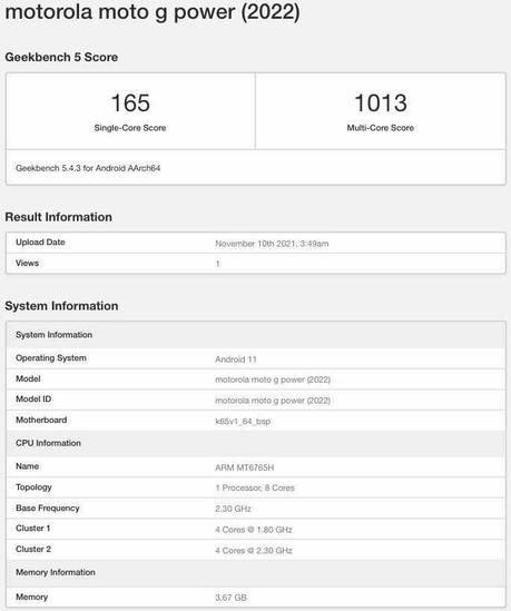 Moto G Power 2022 spotted on Geekbench, Key Specifications revealed