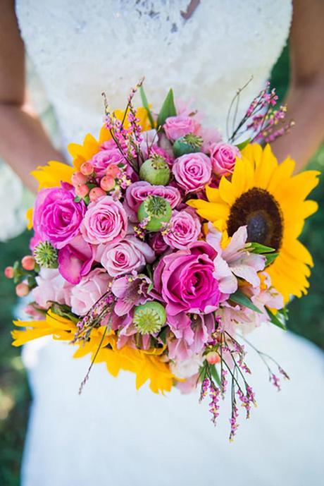 sunflower wedding decor ideas bouquet with rose tannawhite