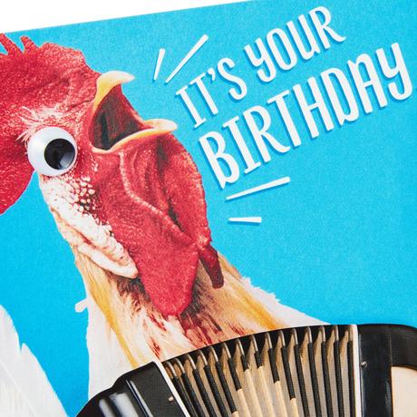 Black & white (quantities over 2,000), color (quantities over 1,000); Chicken Dance Funny Musical Birthday Card With Motion