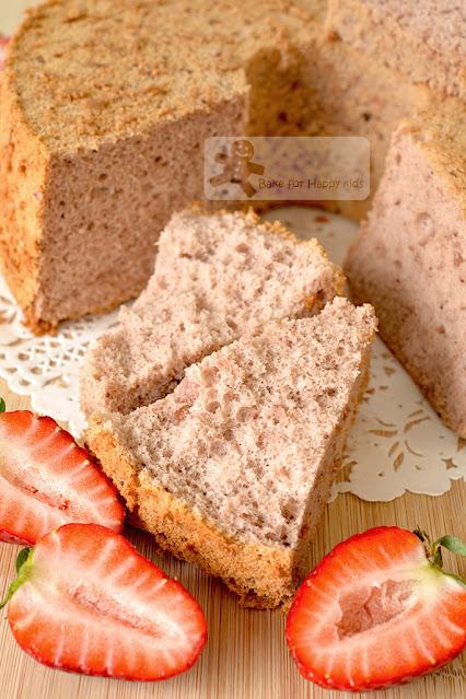 perfect ultra soft moist strawberry chiffon cake all natural less sugar no artificial flavoring colouring strawberries loaded