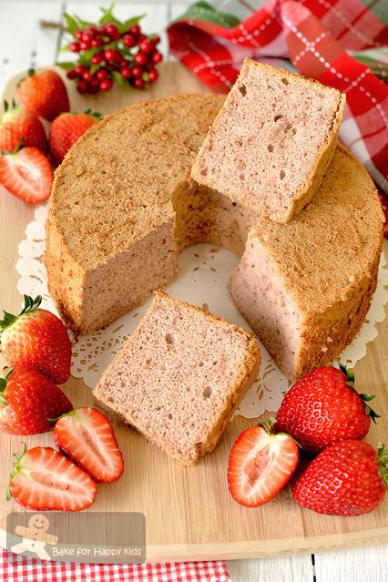 perfect ultra soft moist strawberry chiffon cake all natural less sugar no artificial flavoring colouring strawberries loaded