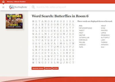 BUTTERFLIES IN ROOM 6 WORD SEARCH at TeachingBooks.net