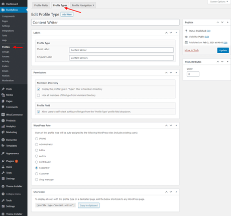 BuddyBoss Platform Profile Type