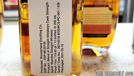 Wonderland Cask Strength Blend of Straight Whiskeys Label