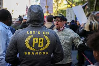 Right-wing extremist Proud Boys show up without a permit to march and disrupt an event designed to promote small-business shopping on Long Island, NY