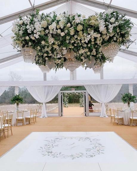 wedding receptions hanging flowers greenery