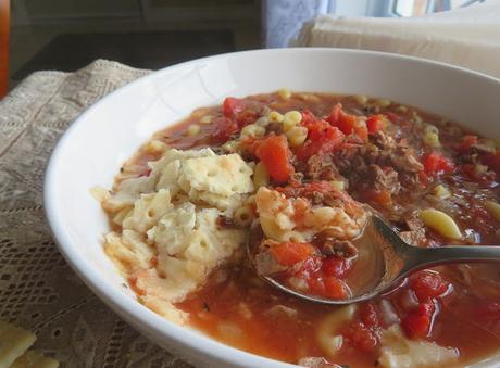 Tomato, Beef & Macaroni Soup