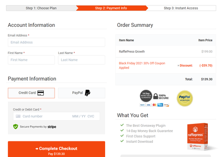 rafflepress checkout