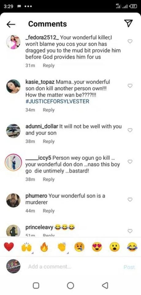 Mother Of Sylvester Oromoni’s Alleged Killer Deletes Instagram Account (Screenshots)