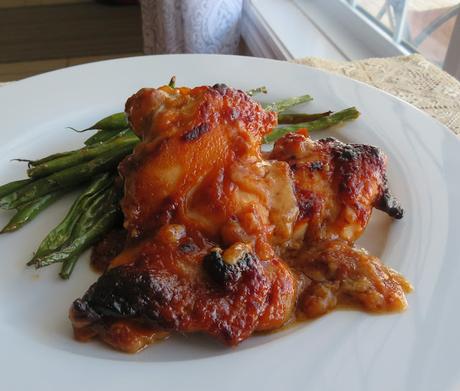 Peanut Sauced Chicken Thighs and Green Beans (for Two)
