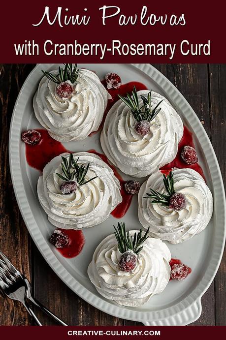 Mini Pavlovas with Cranberry-Rosemary Curd