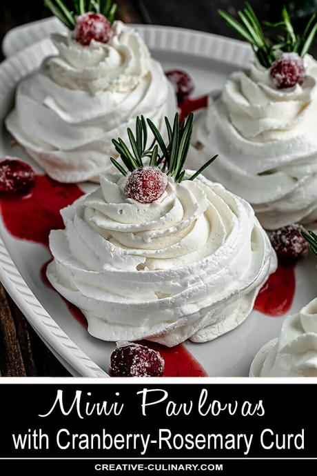 Mini Pavlovas with Cranberry-Rosemary Curd