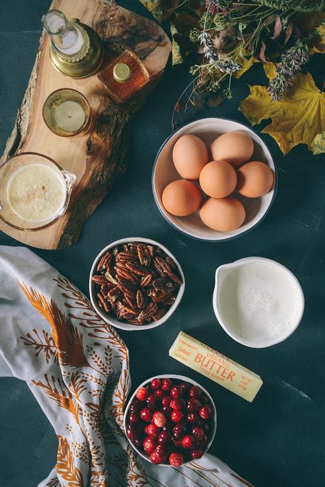 Brown Butter Ice Cream, Candied Pecans & A Cranberry Wine Sauce Swirl