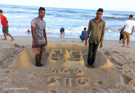 Marine visitors - building sand castle !!